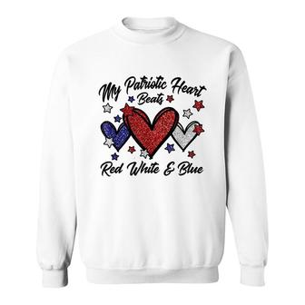 Patriotic 4Th Of July Hearts For Women Red White And Blue Sweatshirt - Seseable