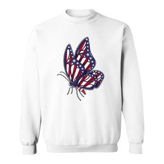 Patriotic Butterfly American 4Th Of July Butterfly Usa Flag Sweatshirt - Seseable