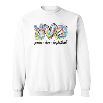 Peace Love Basketball Tie Dye Cute Basketball Lovers Sweatshirt | Mazezy