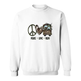 Peace Love Hero Dad Special Gift For Father Sweatshirt - Seseable