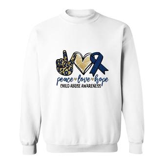 Peace Love Hope Child Abuse Awareness Glitter New Sweatshirt - Seseable