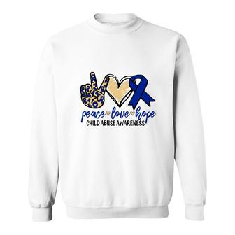 Peace Love Hope Child Abuse Awareness No Glitter Sweatshirt - Seseable