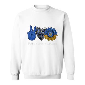 Peace Love Ukraine Ukrainian Flag Leopard Sunflower Sweatshirt - Seseable