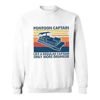 Pontoon Captain Like A Regular Captain New Blue Graphic Sweatshirt - Seseable