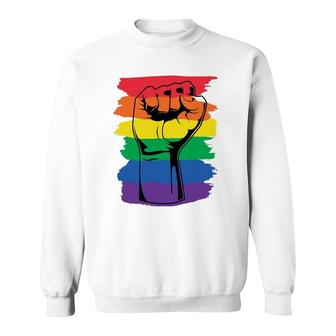 Pride Month Merch Lgbt Rainbow Fist Lgbtq Gay Pride Sweatshirt - Seseable
