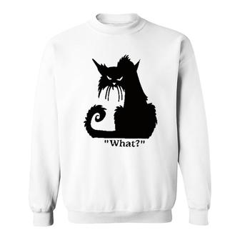 Print Letter What Question Black Cat 2022 Trend Sweatshirt - Seseable