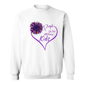 Purple Up Military Child Heart Leopard Sunflower Sweatshirt - Seseable