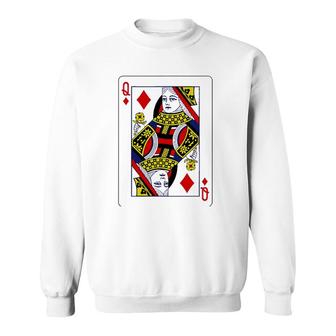 Queen Of Diamonds Playing Cards Sweatshirt - Thegiftio UK