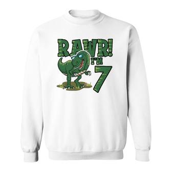 Rawr Im 7 Dinosaur Rex 7Th Birthday S For Boys Sweatshirt | Mazezy