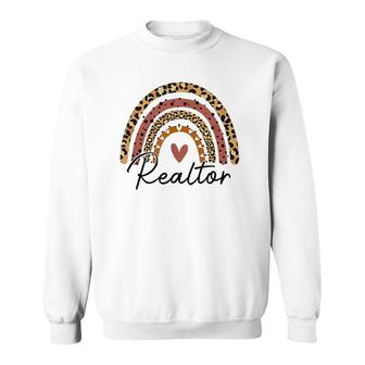 Realtor Leopard Rainbow Real Estate Agent Real Estate Life Sweatshirt | Mazezy AU