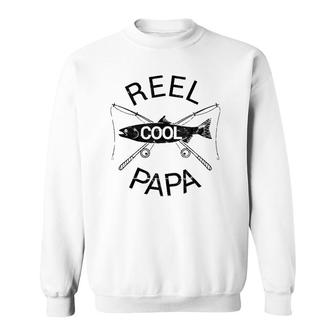 Reel Cool Papa Funny Fathers Day Gift Fishing Grandpa Dad Sweatshirt - Seseable