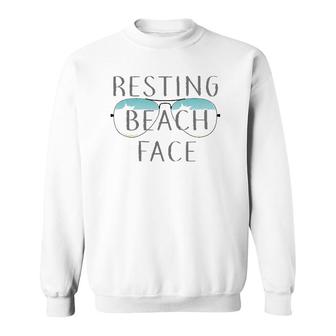 Resting Beach Face Summer Tee With Sunglasses Sweatshirt | Mazezy