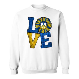 Retro Leopard Print Sunflower Ukraine Flag Love Peace Sweatshirt - Seseable