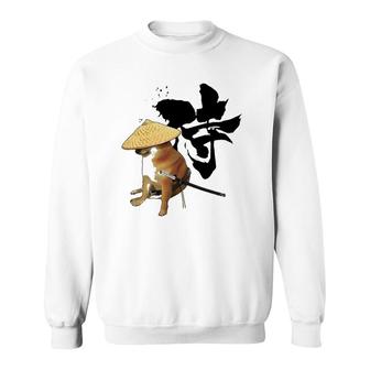 Samurai Cheems With Kanji Funny Meme Design Sweatshirt | Mazezy
