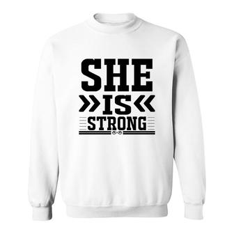 She Is Strong Bible Verse Black Graphic Good Christian Sweatshirt - Seseable
