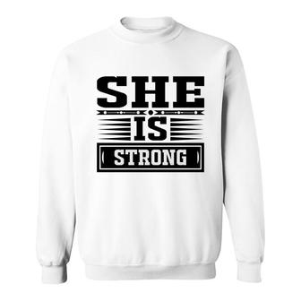 She Is Strong Bible Verse Black Graphic Special Christian Sweatshirt - Seseable