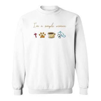 Simple Woman Jesus Dog Coffee Stethoscope Nurse Sweatshirt | Mazezy