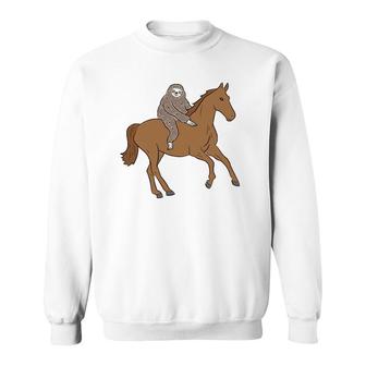 Sloth On Horse Funny Sloth Rides Horse Sloths Lover Sweatshirt | Mazezy