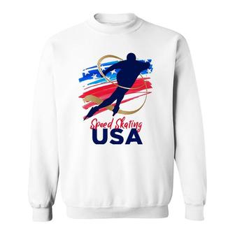 Speed Skating Usa Support The Teamusa Flag Winter Sweatshirt | Mazezy