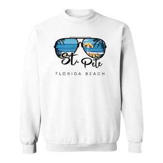 St Pete Beach Florida Palm Tree Sunglasses Souvenir Sweatshirt | Mazezy
