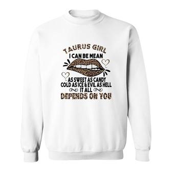 Sweet As Candy Cold As Ice Taurus Girl Leopard Design Sweatshirt - Seseable