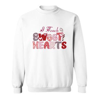 Teach Sweet Hearts Teacher Red Leopard Sweatshirt - Seseable