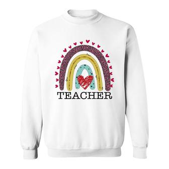 Teacher Black Graphic Heart Rainbow Cute Sweatshirt - Seseable