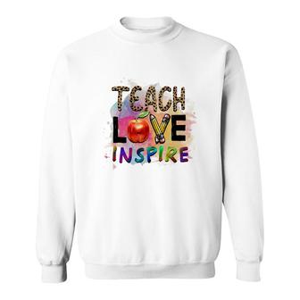 Teacher Leopard Teach Love Apple Great Sweatshirt - Seseable