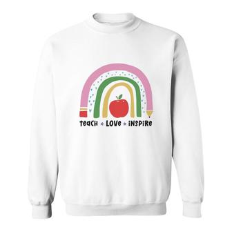 Teacher Rainbow Teach Love Inspire Apple Sweatshirt - Seseable
