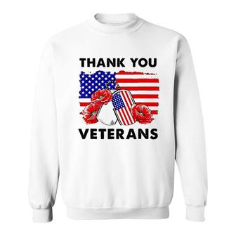 Thank You Veterans Poppy Flower Veteran Day 2022 Trend Sweatshirt - Seseable