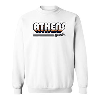 Vintage Athens Georgia Design Retro Stripes Sweatshirt - Seseable