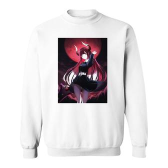 Waifu Anime Girl Aesthetic Japanese Demon Girl Moon Sweatshirt | Mazezy