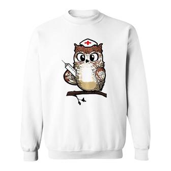 Women Funny Owl Nursing Gift Proud Night Shift Nurse Sweatshirt - Seseable