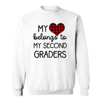 Womens Cute Sweet Valentines Day Gift Idea For 2Nd Grade Teacher Sweatshirt - Seseable