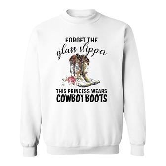 Womens Forget The Glass Slippers This Princess Wears Cowboy Boots V-Neck Sweatshirt | Mazezy