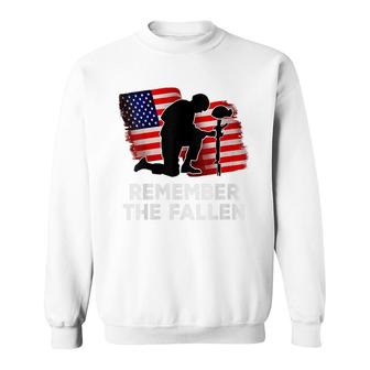 Womens Patriotic American Flag Remember The Fallen Memorial Sweatshirt - Thegiftio