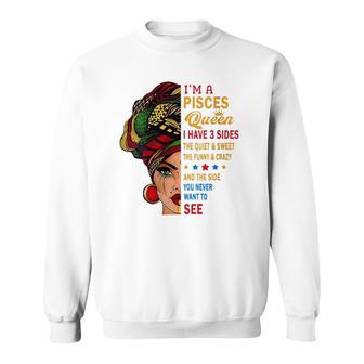 Womens Pisces Queens Are Born In February 19- March 20 V-Neck Sweatshirt - Seseable