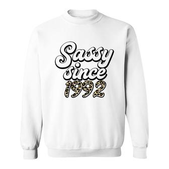 Womens Sassy Since 1992 Leopard Happy 30Th Birthday Mothers Day Sweatshirt - Seseable