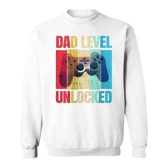 Womens Soon To Be Father Dad Level Unlocked Pregnancy Announcement Sweatshirt - Thegiftio UK