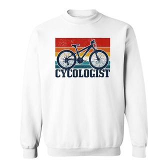 Womens Vintage Cycologist Mountain Bike Mtb Cycling Funny Gift V-Neck Sweatshirt | Mazezy