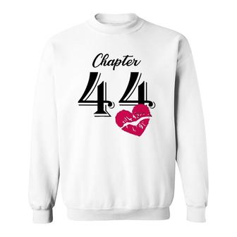 Womens Women 44Th Birthday Lips Chapter 44 Years Old Made In 1976 Sweatshirt - Seseable
