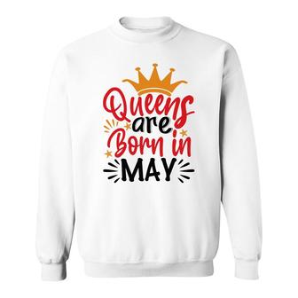 Yellow Crown Red Black Letters Design Queens Are Born In May Birthday Sweatshirt | Seseable UK