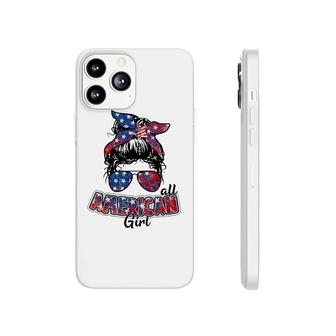 4Th Of July Women All American Girl Messy Bun Phonecase iPhone - Seseable