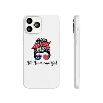 All American Girl 4Th Of July Usa Flag Sunglasses Messy Bun Phonecase iPhone - Seseable