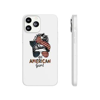 All American Girl Messy Bun Matching Family 4Th July Retro Phonecase iPhone - Seseable