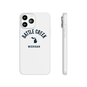Battle Creek Michigan Mi Vintage 70S Sports Navy Print Phonecase iPhone | Mazezy