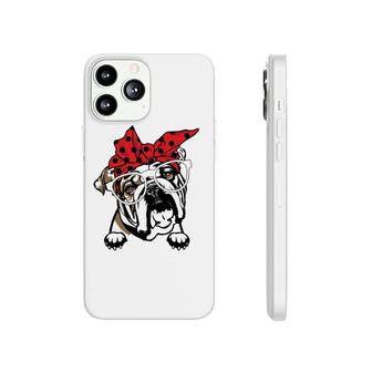 Cute English Bulldog Red Plaid Headband And Glasses Phonecase iPhone | Mazezy