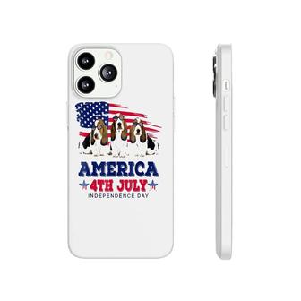 Funny Basset Hound With Us American Flag 4Th Of July Phonecase iPhone - Seseable