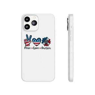 Happy 4Th Of July Peace Love America Usa Flag Heart Sunflower Phonecase iPhone - Seseable