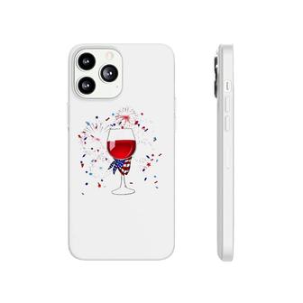 Happy 4Th Of July Us Flag Wine Glass And Fireworks Celebration Phonecase iPhone - Seseable